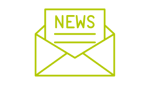 Symbol des Newsletters in grün auf weißem Hintergrund