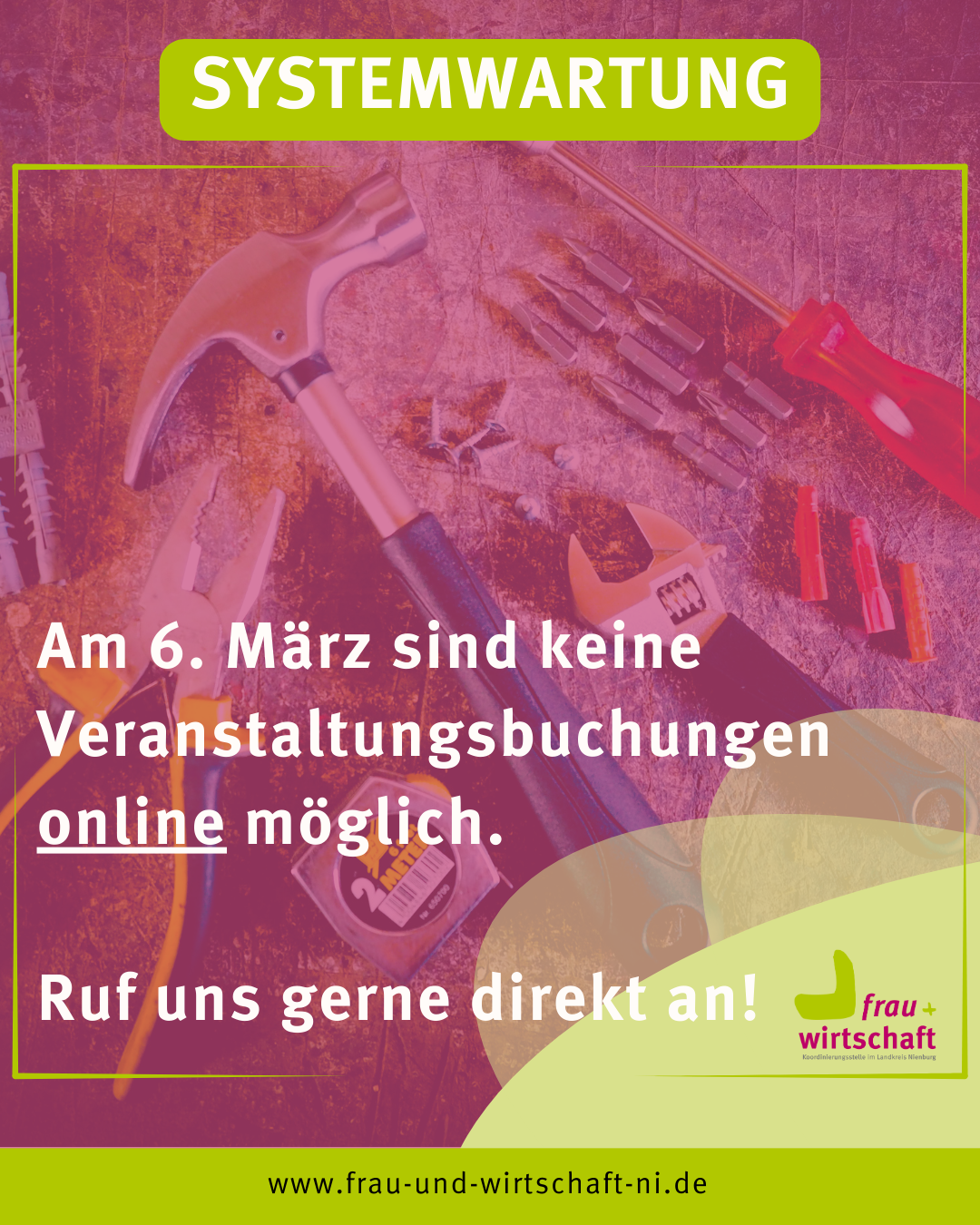 Am 6. März 2025 keine Onlinebuchungen möglich
