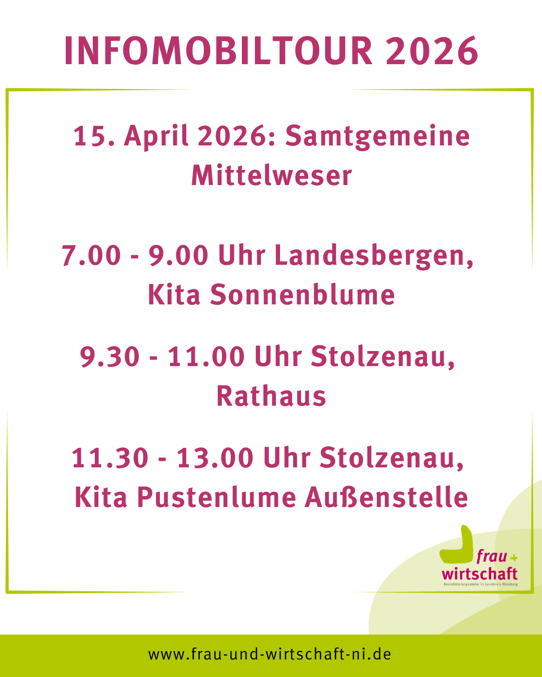 Infomobiltour am 15. April 2026 in der Samtgemeinde Mittelweser