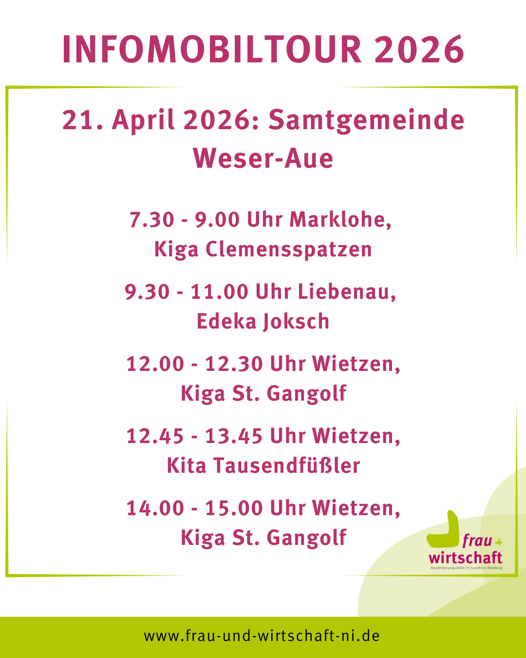 Infomobiltour am 21. April 2026 in der Samtgemeinde Weser-Aue